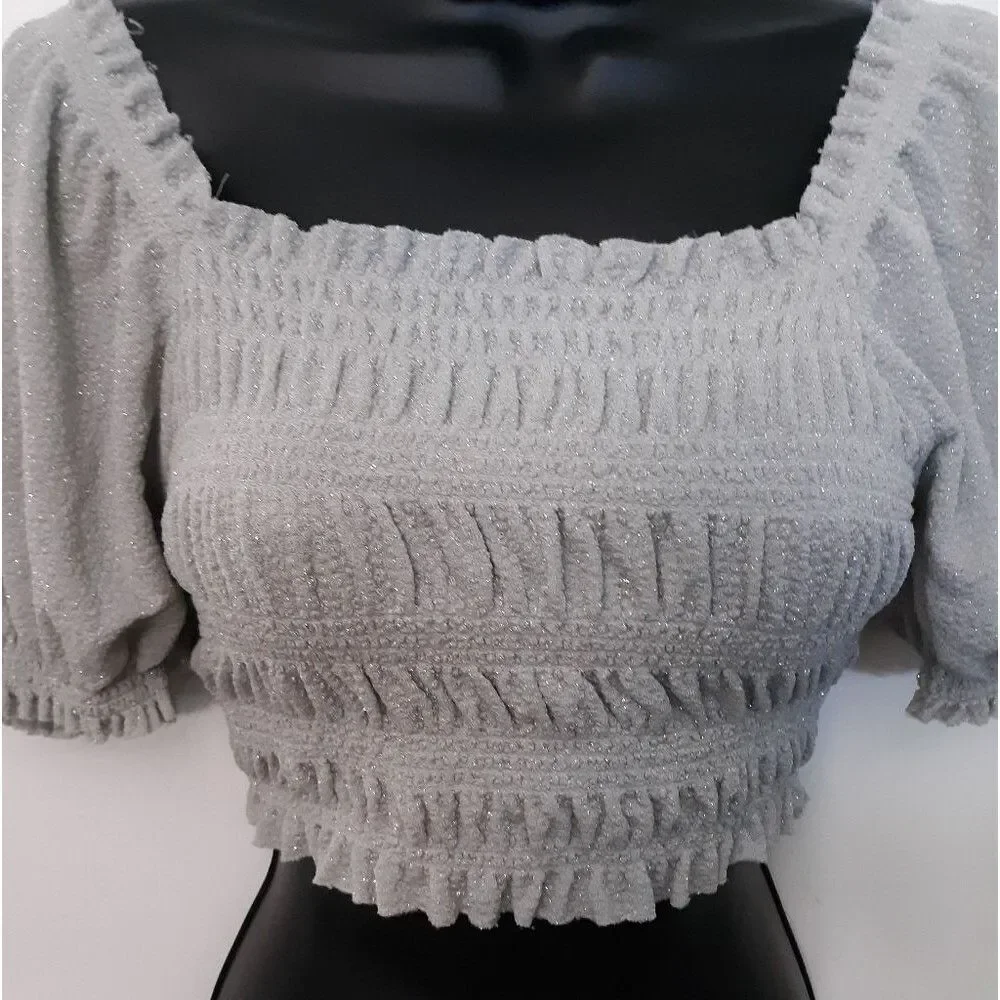 Urban Outfitters sparkly gray crop top - Picture 3 of 4